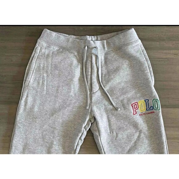 New  $148 POLO RALPH LAUREN FLEECE JOGGERS PANTS LOGO GREY Men's Size LARGE - Picture 4 of 10